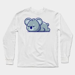 Cute koala sleeping cartoon illustration Long Sleeve T-Shirt